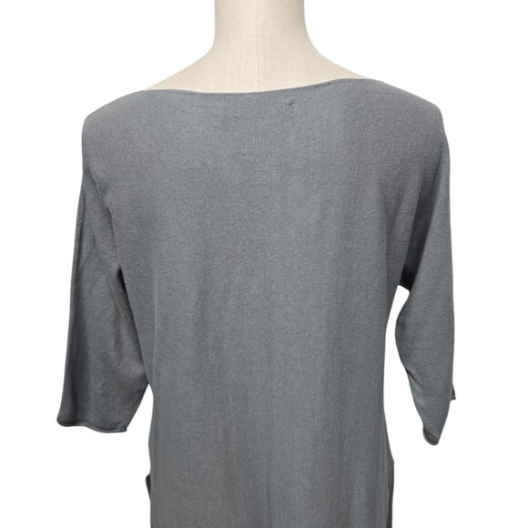 Peruvian Connection Tunic Top Womens Size Small Grey Pima Cotton Linen Knit - Picture 10 of 10